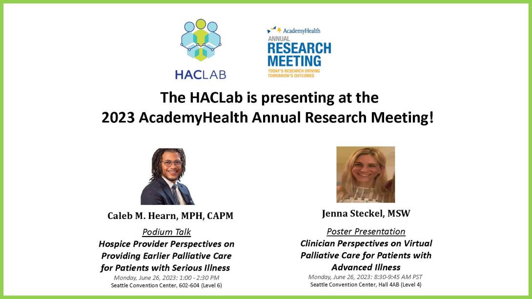 HACLab at the 2023 AcademyHealth Annual Research Meeting! Haclab